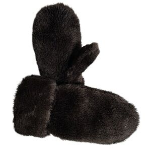 Faux Fur Plush Chocolate Brown Mittens Womens